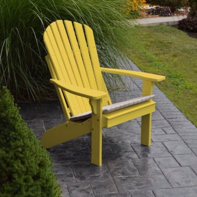 A&L Furniture Company Amish-Made Pine Fanback Adirondack Chair, Canary Yellow