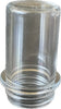 glass jar with threaded bottom.
