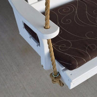 A&L Furniture Co. Rope Kit connected to porch swing arm rest