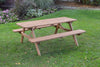A&L Furniture Amish-Made Pressure-Treated Pine Picnic Table with Attached Benches, Oak Stain