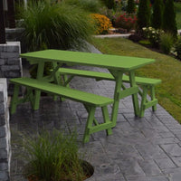 A&L Furniture Pine Traditional Picnic Table with Benches, Lime Green