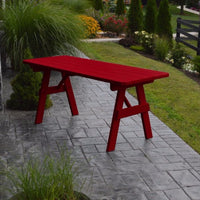 A&L Furniture Amish-Made Pine Traditional Picnic Table, Tractor Red