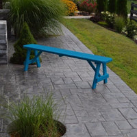 A&L Furniture Amish-Made Pine Traditional A-Frame Bench, Caribbean Blue