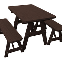 A&L Furniture Co. Amish-Made Pressure-Treated Pine Traditional Picnic Tables with Benches