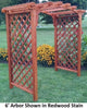 Amish-Made 4' Cedar Jamesport Arbor with diamond lattice and arched cross-bar