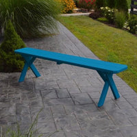 A&L Furniture Company Pine Cross-Leg Bench, Caribbean Blue