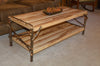 Diagonal view of A&L Furniture Rustic Hickory Coffee Table with Shelf