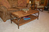 Diagonal view of A&L Furniture Hickory Coffee Table with Shelf, Walnut Finish