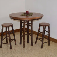 A&L Furniture Amish-Made Hickory 3-Piece Bar Table and Stool Set, Walnut