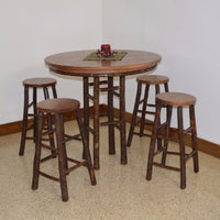 A&L Furniture Co. Amish-Made Hickory 5-Piece Bar Table and Stool Set, Walnut Finish