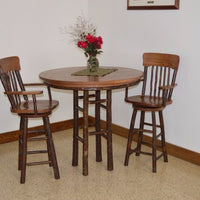 A&L Furniture Amish-Made Hickory 3-Piece Bar Table and Chair Set, Walnut