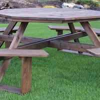 A&L Furniture Co. 54" Amish-Made Octagonal Cedar Walk-In Picnic Table, Mushroom Stain