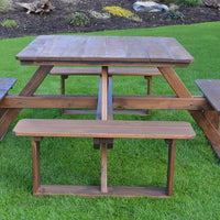 A&L Furniture Co. 44" Amish-Made Square Pressure-Treated Pine Walk-In Picnic Table, Mushroom Stain