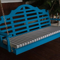 A&L Furniture Amish-Made Pine Marlboro Porch Swing, Caribbean Blue