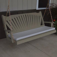 A&L Furniture Amish-Made Pine Fanback Porch Swing, Olive Gray