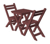 A&L Furniture Poly Square Coronado Folding Bistro Set, Cherrywood