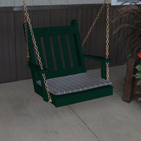 A&L Furniture Amish-Made Pine Traditional English Chair Swing, Dark Green