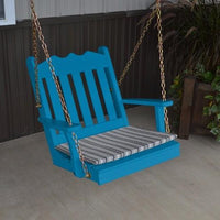 A&L Furniture Amish-Made Pine Royal English Porch Swing, Caribbean Blue