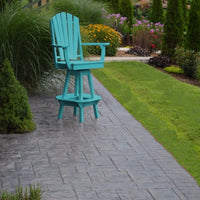 A&L Furniture Co. Amish-Made Poly Adirondack Swivel Dining Chair with Arms, Aruba Blue
