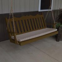 A&L Furniture Amish-Made Pine Royal English Porch Swing, Coffee
