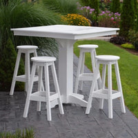 A&L Furniture Co. Poly 5pc Bar Table Set with Square Table, White