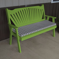 A&L Furniture Amish-Made Pine Fanback Garden Bench, Lime Green