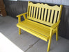 A&L Furniture Amish-Made Pine Royal English Garden Bench, Canary Yellow
