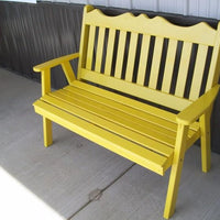 A&L Furniture Amish-Made Pine Royal English Garden Bench, Canary Yellow