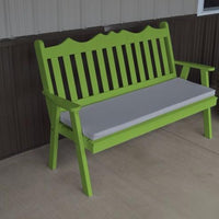 A&L Furniture Amish-Made Pine Royal English Garden Bench, Lime Green