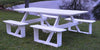 Diagonal View of A&L Furniture Co. 8' Amish-Made Rectangular Poly Walk-In Picnic Table, White