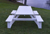 Front View of A&L Furniture Co. 8' Amish-Made Rectangular Poly Walk-In Picnic Table, White