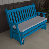 A&L Furniture Amish-Made Pine Traditional English Glider Bench, Caribbean Blue