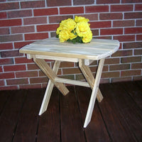 A&L Furniture Amish-Made Pressure-Treated Pine Folding Oval End Table, Unfinished