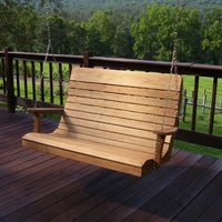A&L Furniture Amish-Made Pressure-Treated Pine Highback Porch Swing, Oak Stain