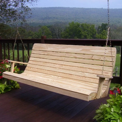 A&L Furniture Amish-Made Pressure-Treated Pine Highback Porch Swing, Unfinished