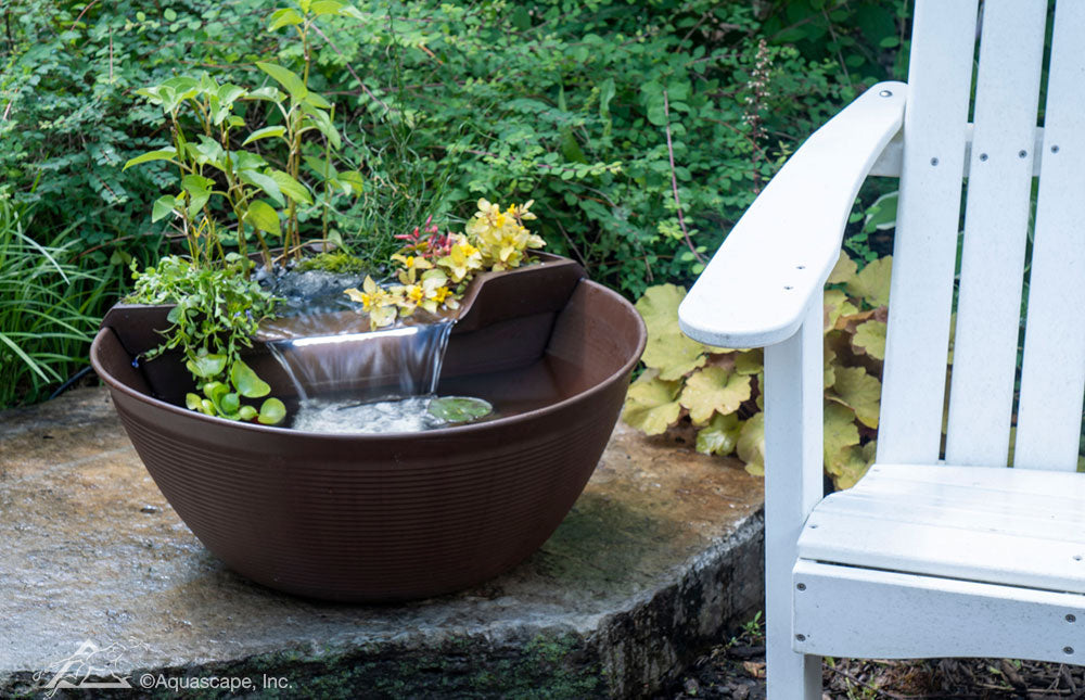 aquascape aquatic patio pond pot planter Aquascape AquaGarden Mini Pond Kit with Stand