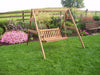 A&L Furniture A-Frame Swing Stand shown with Swing, Mushroom Stain