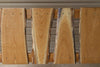 Closeup of A&L Furniture Blue Mountain Series 4' Rustic Live Edge Timberland Porch Swing, Mushroom Stain