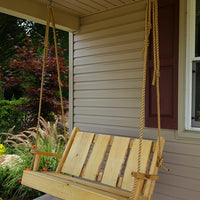 A&L Furniture Blue Mountain Series 4' Rustic Live Edge Timberland Porch Swing, Natural Stain