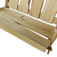 Closeup of A&L Furniture Blue Mountain Series 4' Rustic Live Edge Timberland Porch Swing, Unfinished