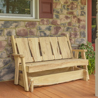 A&L Furniture Blue Mountain Series 5' Rustic Live Edge Timberland Glider Bench, Unfinished