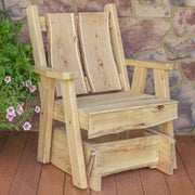 A&L Furniture Blue Mountain Series Rustic Live Edge Timberland Glider Chair, Unfinished