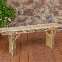 A&L Furniture Blue Mountain Series 4' Rustic Live Edge Wildwood Picnic Bench, Unfinished