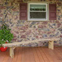 A&L Furniture Blue Mountain Series 8' Rustic Live Edge Wildwood Picnic Bench, Unfinished