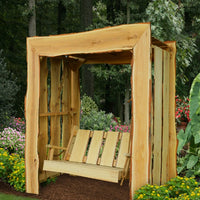 A&L Furniture Blue Mountain Rustic Live Edge Appalachian Arbor with Timberland Swing, Natural Stain