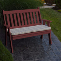 A&L Furniture Amish-Made Poly Traditional English Garden Bench, Cherrywood
