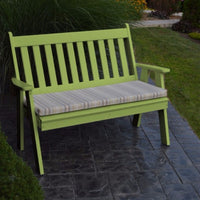 A&L Furniture Amish-Made Poly Traditional English Garden Bench, Tropical Lime