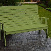 A&L Furniture Amish-Made Poly Winston Garden Bench, Tropical Lime