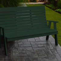 A&L Furniture Amish-Made Poly Winston Garden Bench, Turf Green