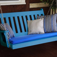 A&L Furniture Amish-Made Poly Traditional English Porch Swing, Blue